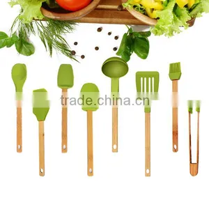 Eco-friendly Silicone Kitchen Utensils With Bamboo Handle Of Cooking Utensils thumbnail-1