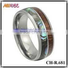 Low Price Titanium Ring Jewelry Black Walnut Wood Inlaid Titanium Rings thumbnail-6