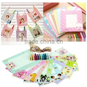 Rope Cartoon Animal Family Wall Paper Board Frame 9Pcs Photo Frame Hanging Picture Frames thumbnail-1