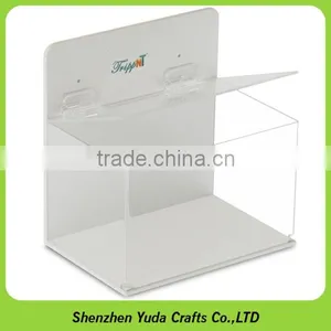 Elegant White Acrylic Donation Box With Brochure Holder High Quality Wholesale Price thumbnail-2
