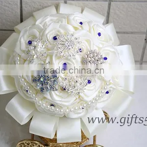 Exquisite Wedding Bouquet With Blue Beads thumbnail-1
