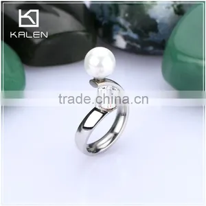 Cheap Hot Sale Low Price Girls Rhinestone and Pearl Stainless Steel Rings From China thumbnail-1