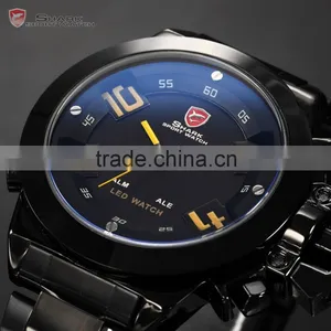 Shark Outdoor Analog Digital Steel Band Yellow Dial Mens Sports Quatrz Watch thumbnail-2