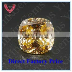 Golden Yellow Cushion Cut CZ /Man-made 10x10mm CZ for Fashion Jewelry thumbnail-1