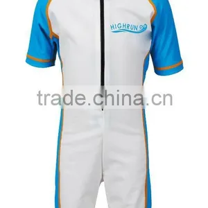 Children's White and Blue Front Zipper Lycra Sun Suit thumbnail-1