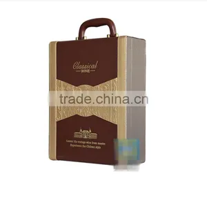 Chinese Factories Wholesale Custom High-grade PU Leather 2 Slot Wine Champagne Boxes, Brown Gift Box thumbnail-2