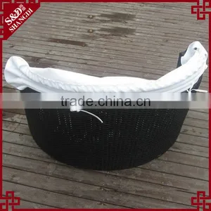 Pet Furniture All Weather Black Wicker Woven Luxury Pet Bed With Canopy thumbnail-4