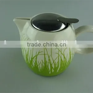 Stock Glazed Ceramic Teapot With Iron Cover With Cheap Price thumbnail-4