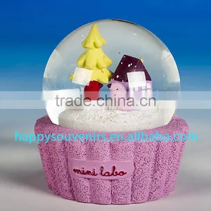Vivid 3D House, Tree and Birds With Purple Base Snow Globe Diameter 65mm thumbnail-1