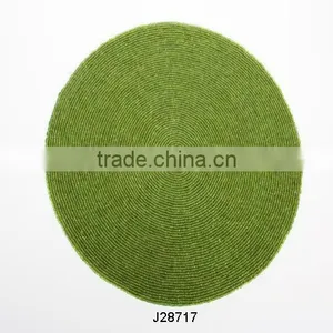 Glass Bead Place Mats in Round Shape and Green Colour Available in More Colours and Patterns thumbnail-1
