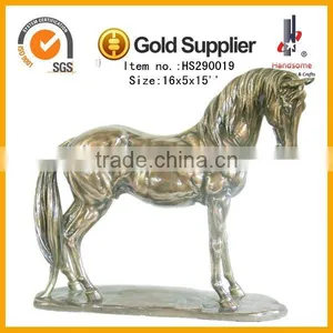 12.5 Inch Resin Craft Animal Figurine Antique Brass Horse Statue thumbnail-2