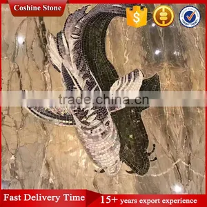 Fish Mosaic Tile Pattern Hand Made Marble Stone Mosaic Wall Art Murals thumbnail-2