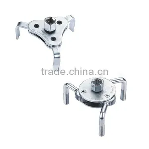 3 Jaw Oil Filter Wrench With 1/2" Adaptor,(3 Legs) Chrome thumbnail-1