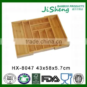 Convenient 8 Compartments Bamboo Wood Expandable Drawer Organizer thumbnail-1