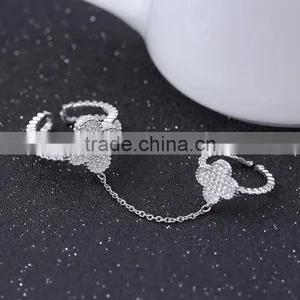 Yiwu Factory Direct Cheap Wholesale Top Quality Romantic S925 Double Chained Rings for Women thumbnail-4