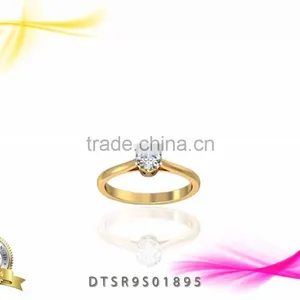 14kt Gold Plated CZ Studded Solitaire Ring thumbnail-1