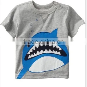 Boys Gray With White Whale Cartoon t Shirts Kids Summer Clothes thumbnail-1