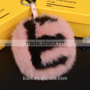 15CM Big Fluffy Bag Bugs Pom Pom Keychains Handmade Alphabet Real Fox Fur Ball Key Chain Bag Charm Monster Letter Pompoms thumbnail-5