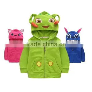 Front Open Sweatshirt Custom Kids Animal Thick Fleece Zipper Hoodies thumbnail-1