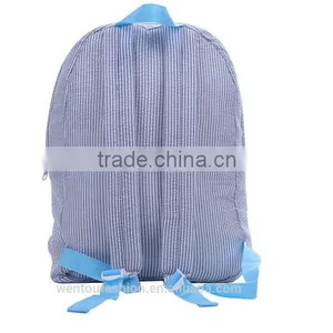 New Design Striped Todder With Monogrmmed Seersucker Backpack thumbnail-3