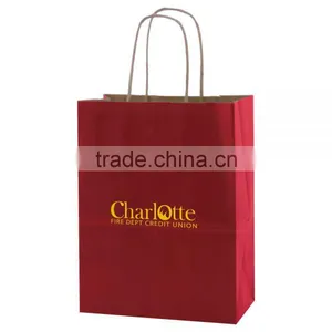 USA Made Solid Tinted Kraft Shopping Bag - Made of Recycled Kraft, Dimensions Are 8" x 4.75" x 10.5" and Comes With Your Logo. thumbnail-2