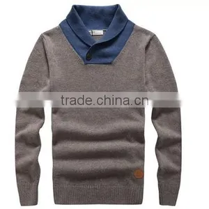 The Dark Blue/grey Long Sleeve Knitting Pullover Casual Men Knitted Sweater thumbnail-1