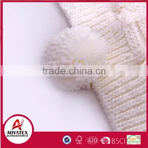 Cable Knitted 100 Acrylic Throw Blankets With Pompom thumbnail-6