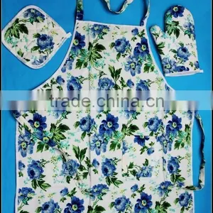 Wholesale Cotton Kids Cooking Apron Set Kitchen Sets Apron Oven Mitt Pot Holder thumbnail-6