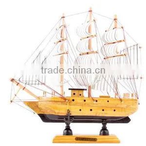 2pc Wooden Sailing Boat Ship Model Decor Collection 6 Tones thumbnail-3
