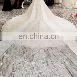 LS00308 Flower Pattern Elegant See Through Muslim Lace Bridal Lehenga Gown Empire Wedding Dress thumbnail-6
