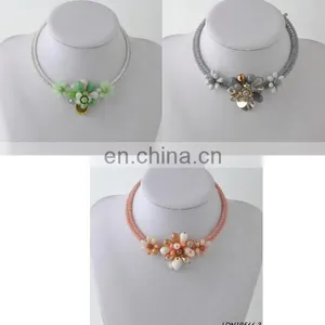 Beaded Choker Necklace With Flower thumbnail-2
