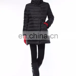 Ladies Trench Coat Black Jacket Fur Hood Down Jacket thumbnail-2