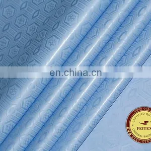 2017 Sky Blue Latest Design Guinea Brocade Styles Sewing Material For Women African Bazin Clothes Wholesale Fabric thumbnail-4