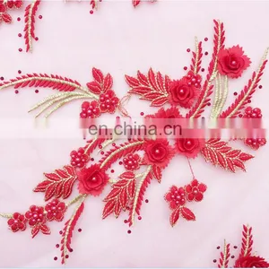 Customized Beautiful Design Organza Embroidery Applique for Dress thumbnail-3