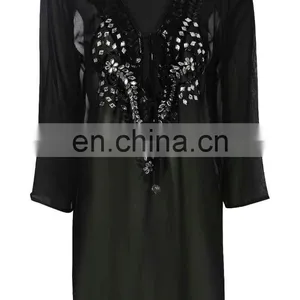 EMBELLISHED DETAIL KAFTAN PONCHO KAFTAN Slim Embroidered Poncho/ Short Kaftan For Women Summer Wear thumbnail-2