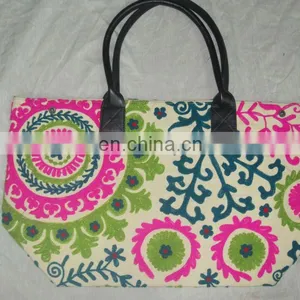 Beautiful Indian Hand Embroidery Carving Handbags Tote Bags Suzani Embroidery Bags thumbnail-1