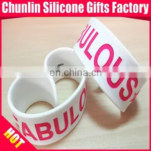 Debossed With Color Filled Silicone Slap Bracelet thumbnail-4
