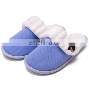 Wholesale Warm Memory Foam Coral Velvet Lined Cozy Winter Indoor Outdoor House Slippers With Non-Slip Rubber Sole thumbnail-5