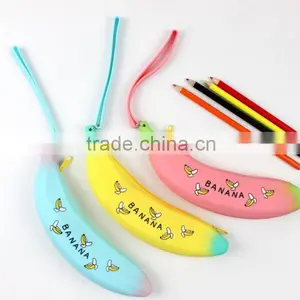Wholesale Durable Banana Shape Silicone Pencil Bag School ,Silicone Office Pencil Case Bag Zipper Silicone Pencil Bags thumbnail-2