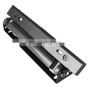 ABS Plastic + Metal Bracket Universal Adjustable Carbon Fiber Number Car Racing License Plate Frame thumbnail-2