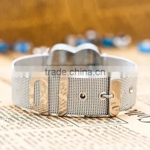18mm Stailess Steel Slide Round Locket Fancy Wrist Band thumbnail-2