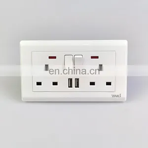 Yaki High Quality UK Standard White Double Socket Senior Copper Electrical Accessories Power Indicator Wall Socket thumbnail-4