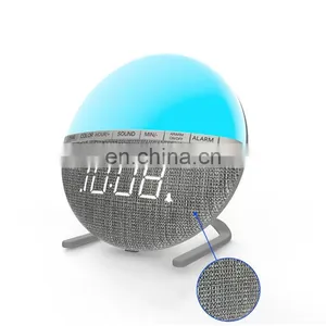 Colorful Round Sleep Lamp Bedside Electronic Clock Led Night Light Atmosphere Digital Alarm Clock thumbnail-1