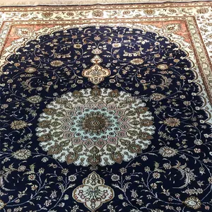 Blue Carpet Handmade Silk Persian Carpets 6x9ft thumbnail-5