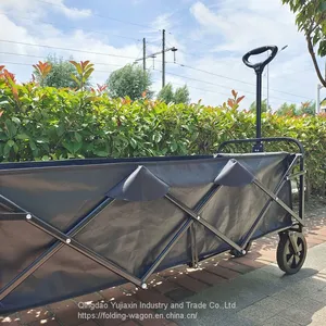 Extended Capacity Folding Wagon Four Big PVC Wheels Collapsible Picnic Camping Cart thumbnail-4