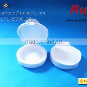 Plastic Single Layer Cosmetic Compact Powder Case, White Round Pressed Powder Case thumbnail-3