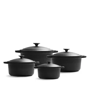 Hot Selling Black Round Camping Saucepan 20/23/26/28 cm Non Stick Cookware Set Cheap Cookware Dutch Oven Cast Iron Stockpot thumbnail-1