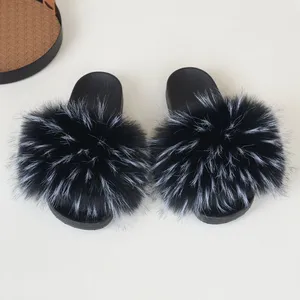 Faux Fox Fur Slide Slippers thumbnail-5