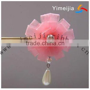Pink Nylon Organza Ribbon Bow Flowers thumbnail-1