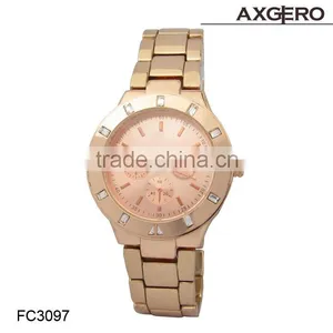 Hot Selling Vogue Wrist Watch, Quartz Lady Watch Stainless Steel Watch Rose Gold thumbnail-1